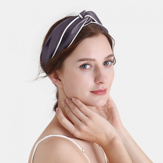 Slate Gray & Ivory Silk Headband UK