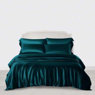 Teal 3 PCS 22 Momme Mulberry Silk Duvet Cover Set UK