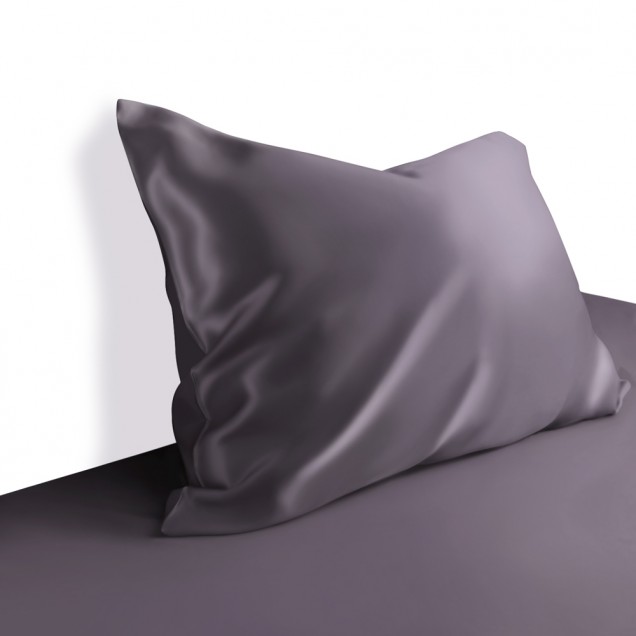 Two Piece Silk Gift Set Slate Gray Pillowcase & Eye Mask UK