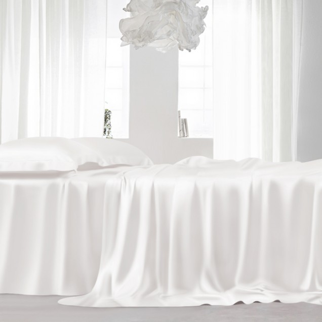 White 22 Momme Mulberry Silk Sheet Set UK