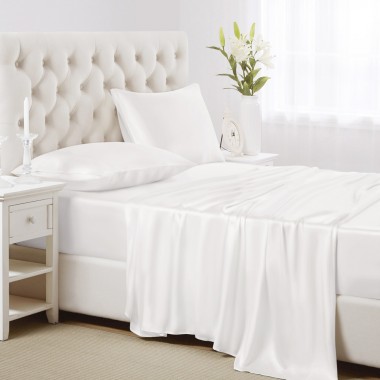 White 22 Momme Mulberry Silk Sheet Set UK